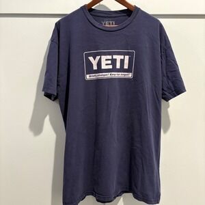 YETI Logo Graphic T-Shirt Men's XXL Navy Blue Wildly Stronger Keep Ice‎ Longer